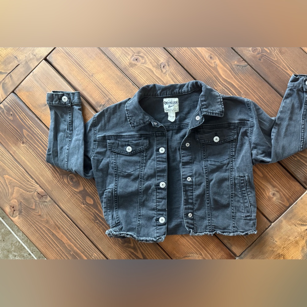 Black/Grey Oshkosh Denim Jean Jacket Girls 12